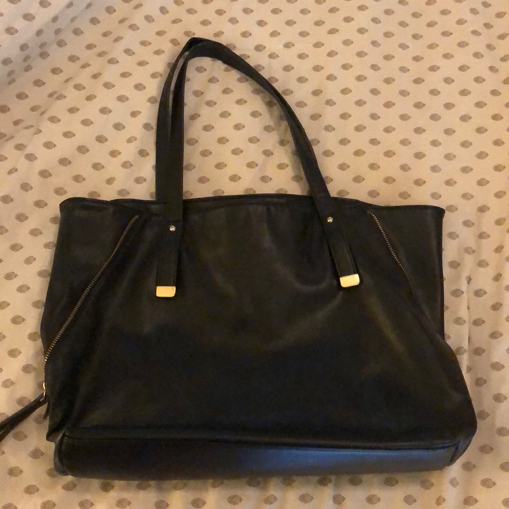 Black Faux Leather Tote